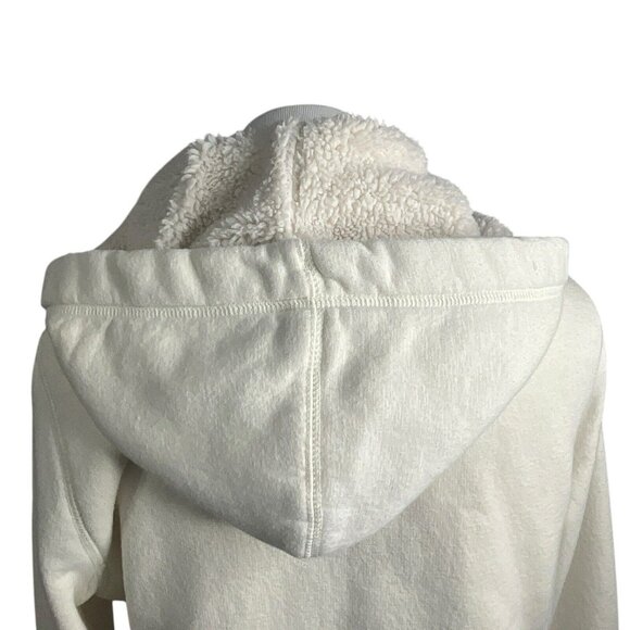 Eddie Bauer Jacket Women Large  White Full Zip Long Sleeve Hooded Sherpa Lined - Picture 6 of 11